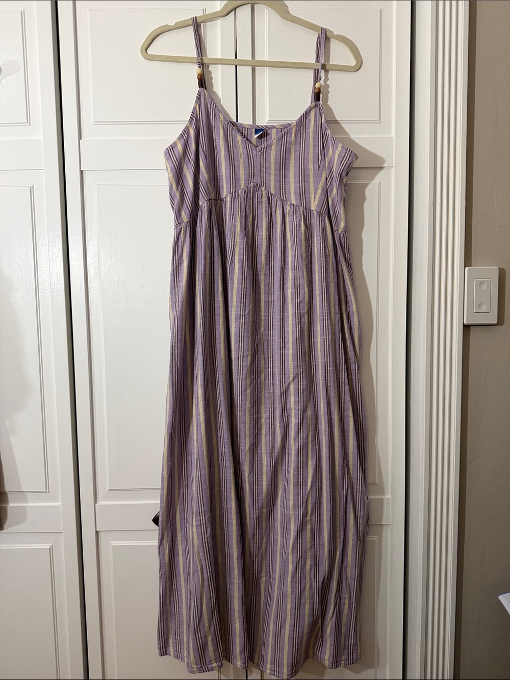 Old Navy Lavender and Cream Striped Maxi Dress
